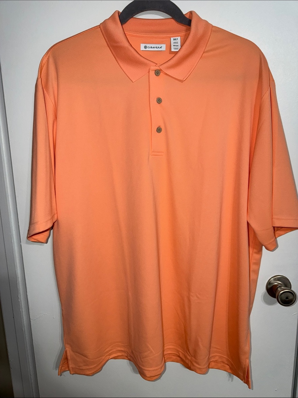 Cubavera Men's Peach-Orange Performance Polo